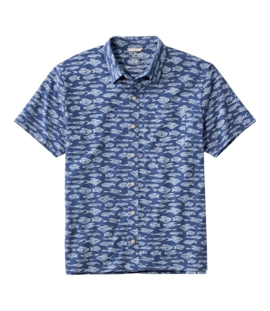 Men's Lakewashed Performance Shirts, Button-Front Shirt, Short-Sleeve, Print, Bright Mariner Fish, small image number 1