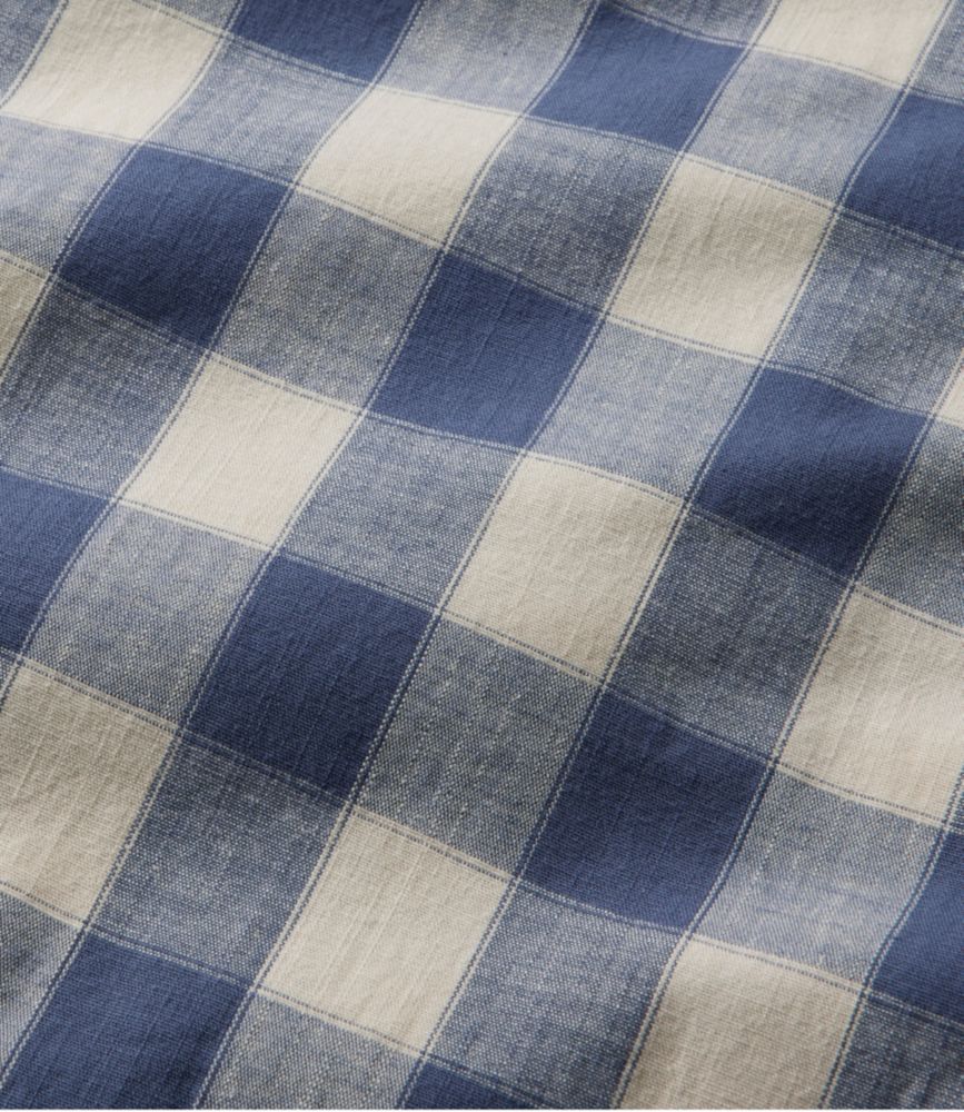 Men's Comfort Stretch® Chambray Shirt, Slightly Fitted Untucked Fit, Short-Sleeve, Plaid, Sea Green, small image number 7