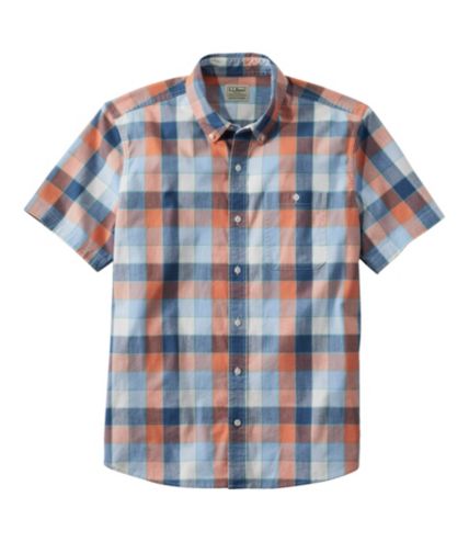 Men's Comfort Stretch Chambray Shirt, Slightly Fitted Untucked Fit,  Short-Sleeve, Plaid | Casual Button-Down Shirts at L.L.Bean