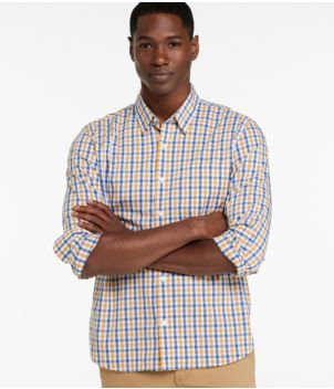 Men's Comfort Stretch Performance® Shirt, Long-Sleeve, Slightly Fitted Untucked Fit, Plaid