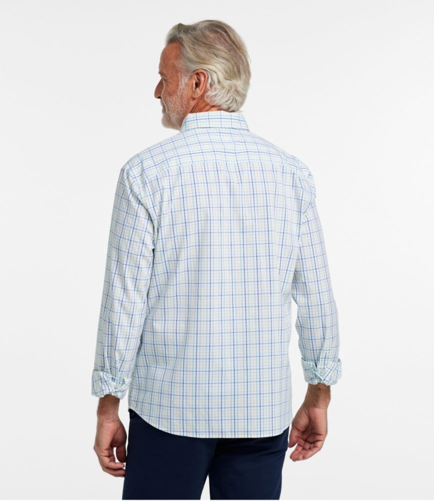 Men's Comfort Stretch Performance® Shirt, Long-Sleeve, Slightly Fitted Untucked Fit, Plaid, Clear Water, small image number 3