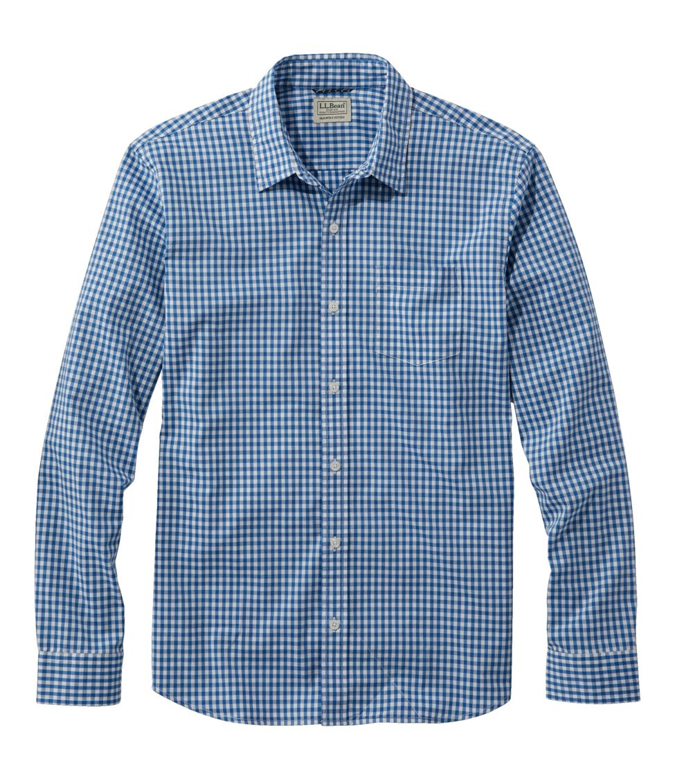 Men's Comfort Stretch Performance Shirt, Long-Sleeve, Slightly Fitted  Untucked Fit, Plaid