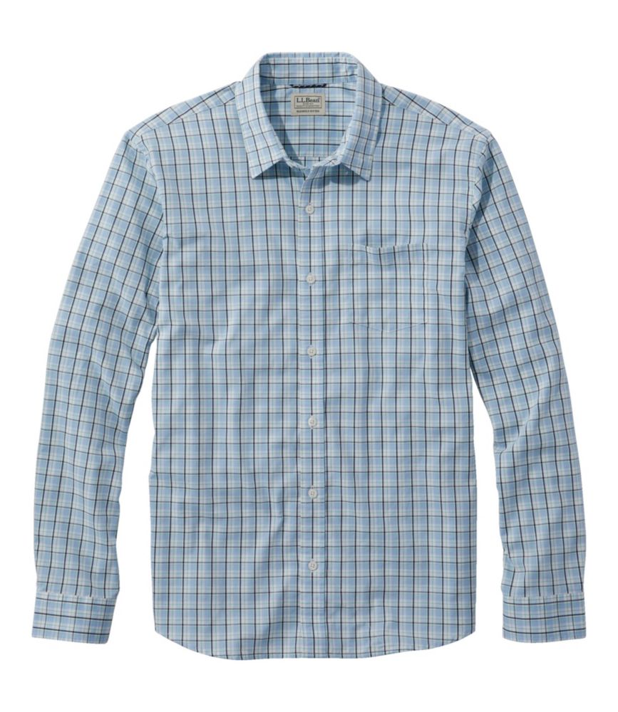 Men's Comfort Stretch Performance Shirt, Long-Sleeve, Slightly Fitted Untucked Fit, Plaid