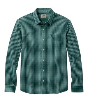 Men's Comfort Stretch Performance Shirt, Long-Sleeve, Slightly Fitted Untucked Fit, Plaid