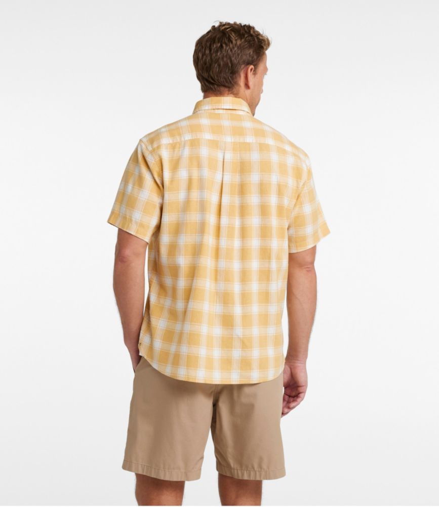 Men's Backyard BBQ Shirt, Short-Sleeve, Traditional Untucked Fit, Plaid, Light Gold, small image number 3