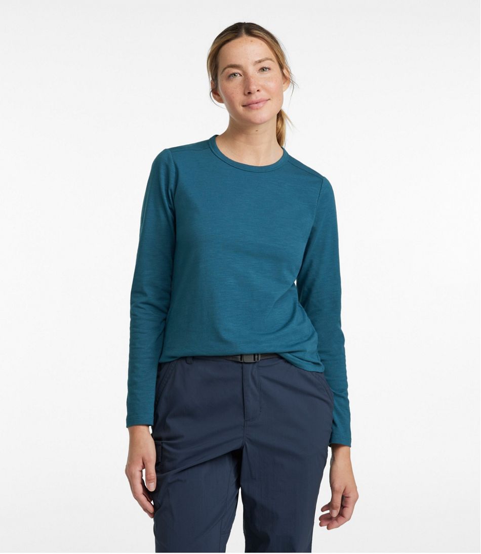 Women's Insect Shield Field Tee, Long-Sleeve Deepwater Blue Large, Cotton Polyester | L.L.Bean