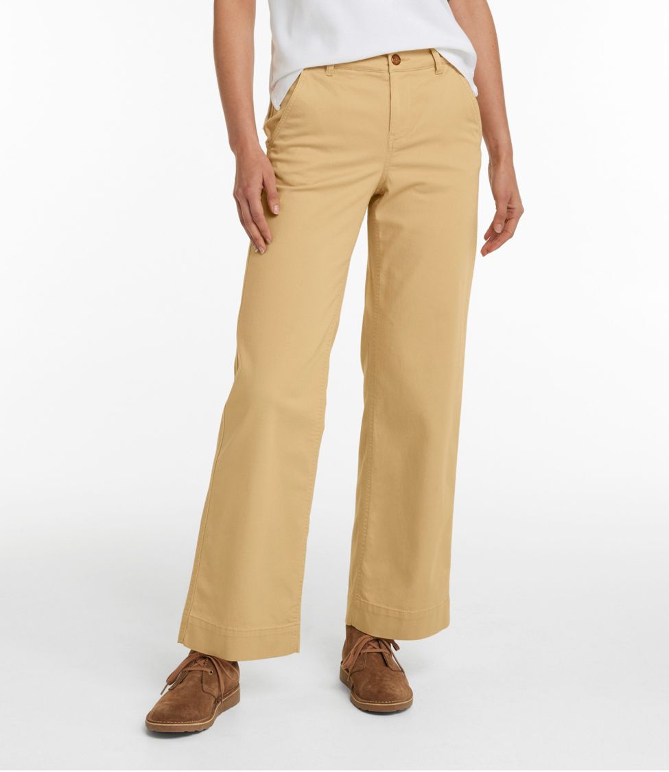 ESSSUT Women Pants Clearance Women'S Casual Wide Leg Pants Solid Elastic  Waist Loose Long Pants With Pocket Khaki M