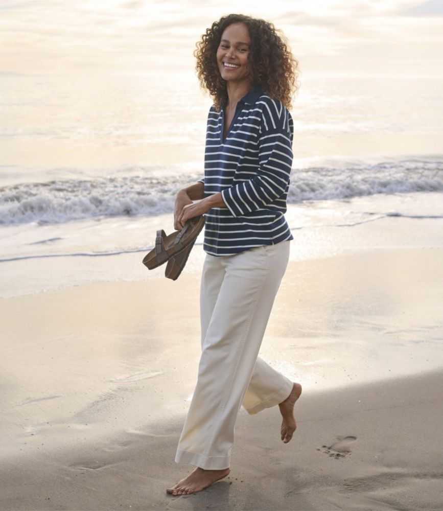 Women's Comfort Stretch Pants, Mid-Rise Wide-Leg Chino