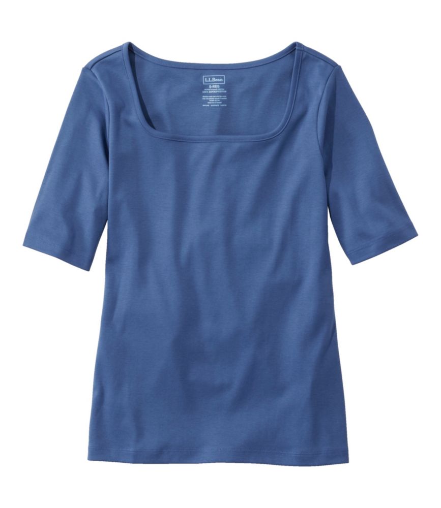 Women's Pima Cotton Tee, Soft Squareneck Elbow-Sleeve, , small image number 4