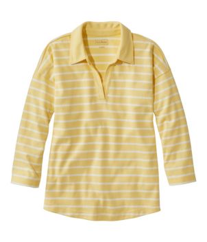 Women's Heritage Mariner Top, Splitneck Polo Three-Quarter-Sleeve Stripe