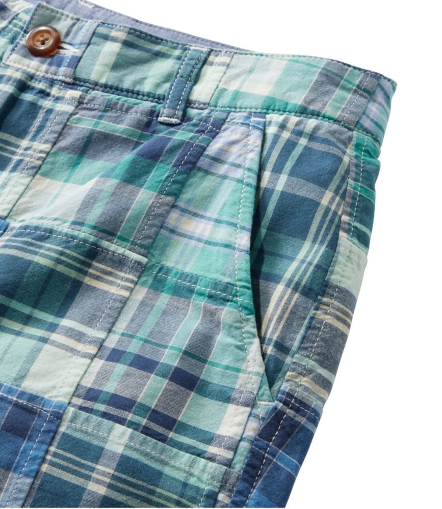 Women's Comfort Stretch Shorts, Patchwork Bermudas 9", Aqua Sea Patchwork, small image number 4