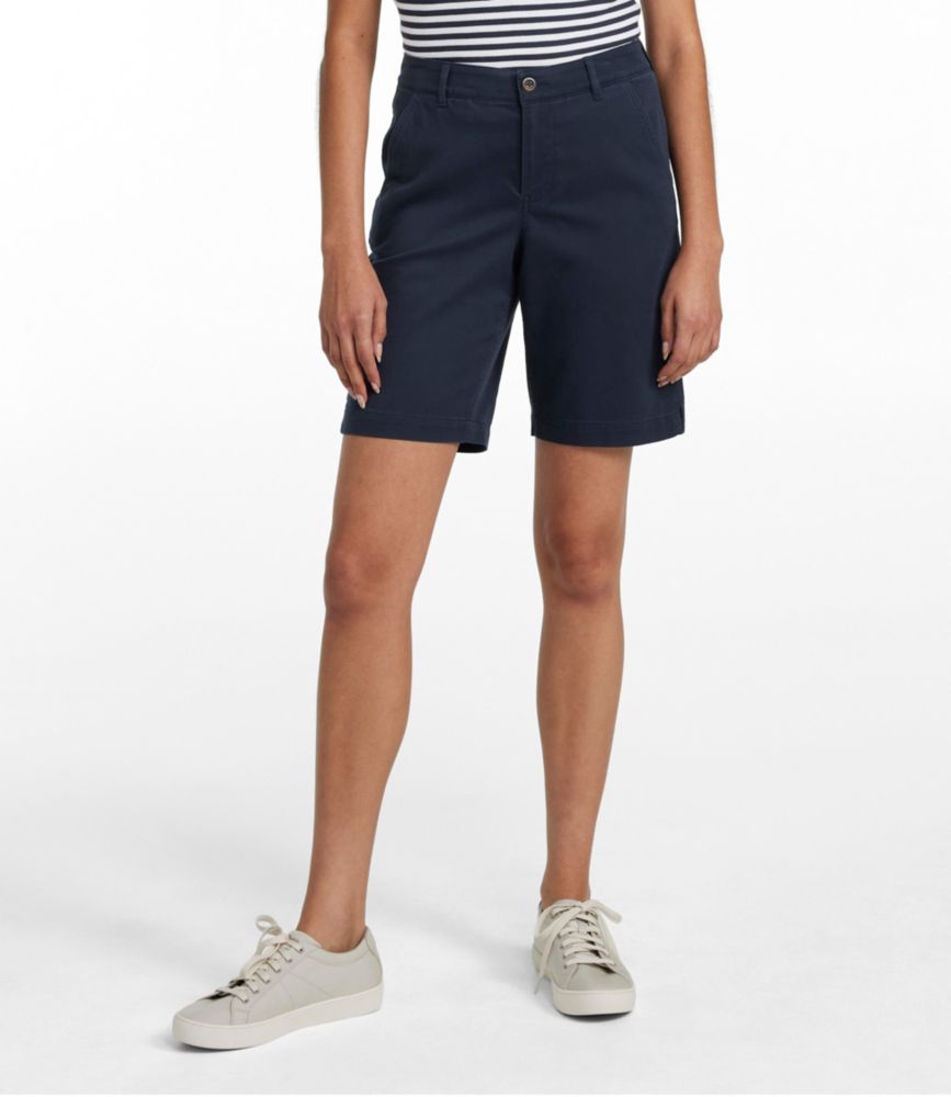 Women's Comfort Stretch Shorts, Chino Bermudas 9", Classic Navy, small image number 2