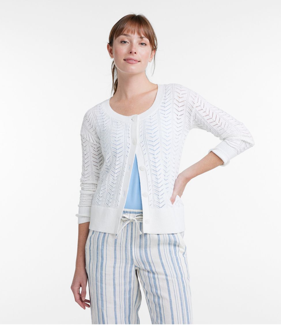 Knit Pointelle Button-Front Scoop Tee