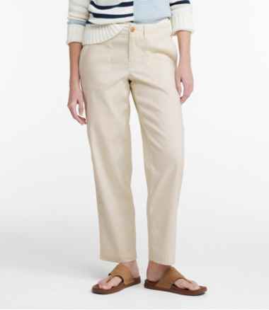 Women's Comfort Stretch Cotton/Linen Pants, High-Rise Ankle
