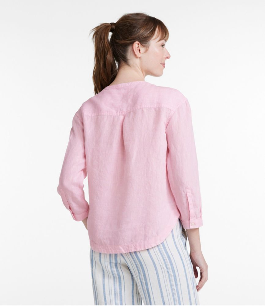 Women's Premium Washable Linen Shirt, Splitneck, Shell Pink, small image number 3
