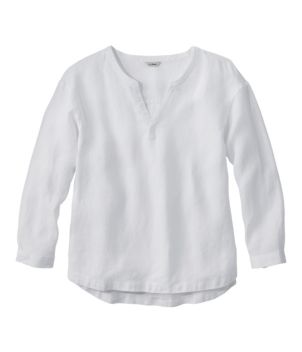 Women's Premium Washable Linen Shirt, Splitneck