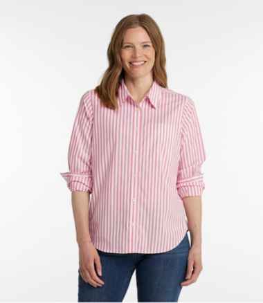 Women's Wrinkle-Free Pinpoint Oxford Shirt, Relaxed Fit Long-Sleeve Print  at L.L. Bean