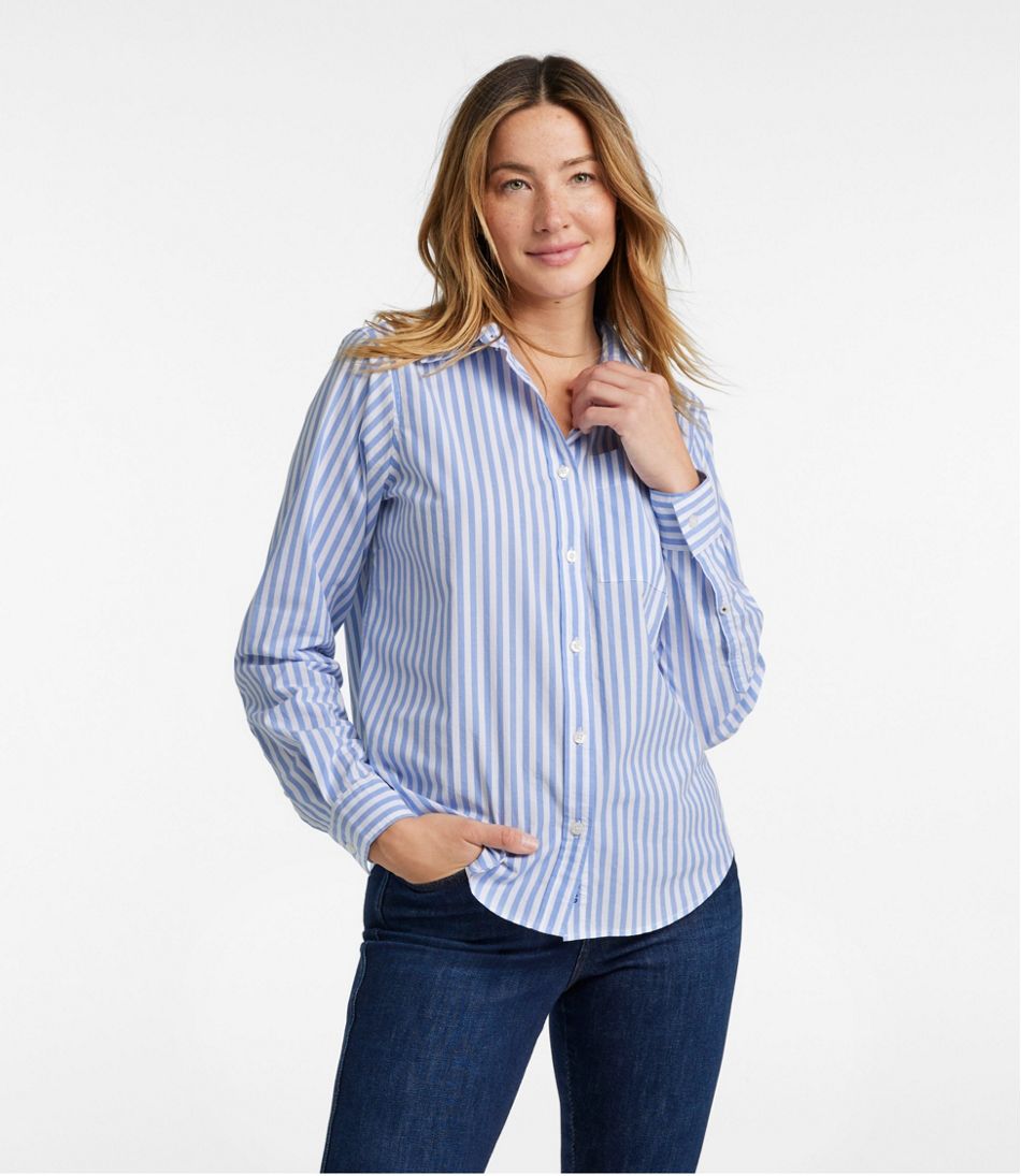 Women's Essential Cotton Poplin Shirt, Long-Sleeve | Shirts & Button ...