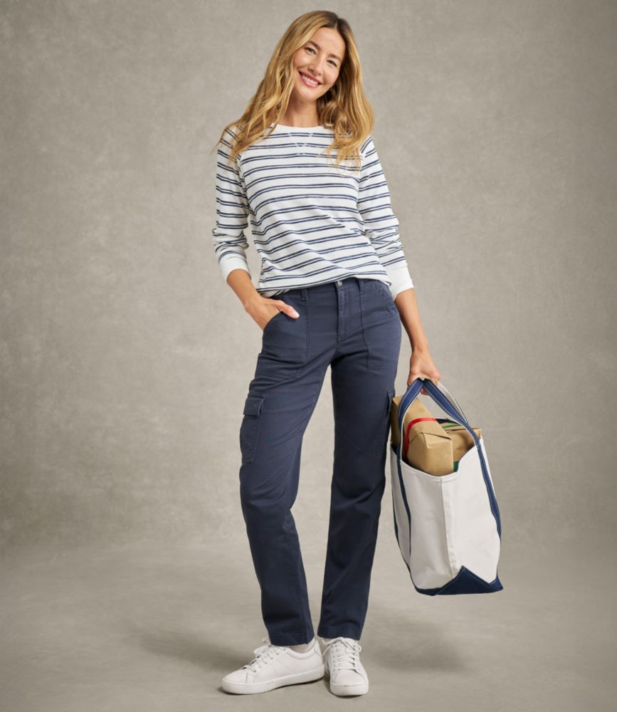 Women's Comfort Stretch Pants, Mid-Rise Straight-Leg Cargo, Classic Navy, small image number 9
