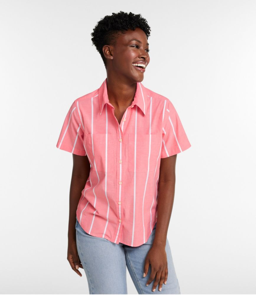 Women's Essential Cotton Poplin Shirt, Short-Sleeve