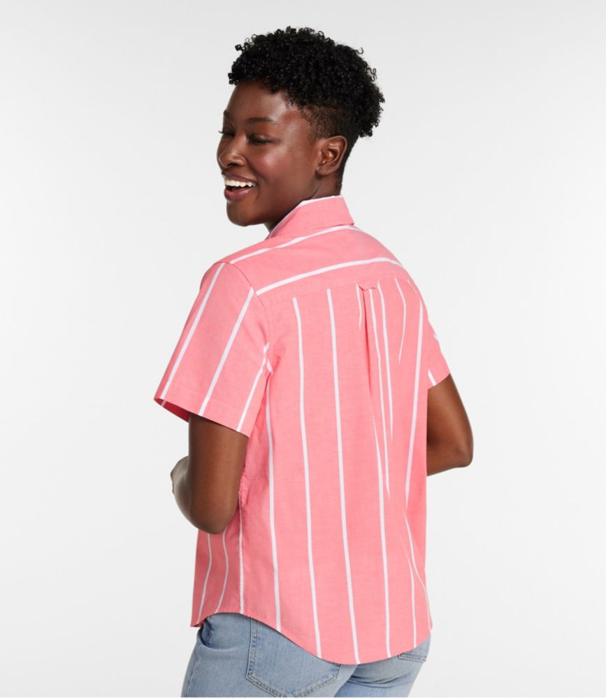 Women's Essential Cotton Poplin Shirt, Short-Sleeve, Arctic Blue Stripe, small image number 3