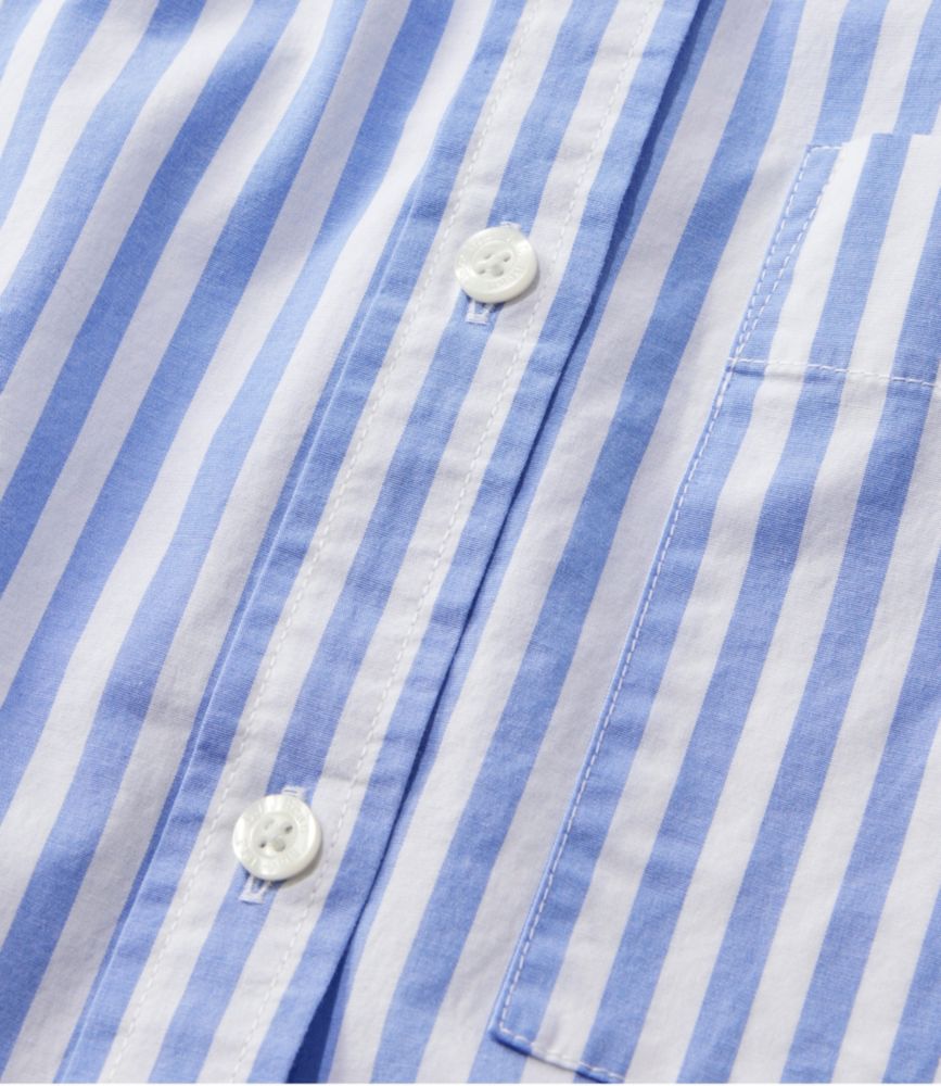 Women's Essential Cotton Poplin Shirt, Short-Sleeve, Arctic Blue Stripe, small image number 4