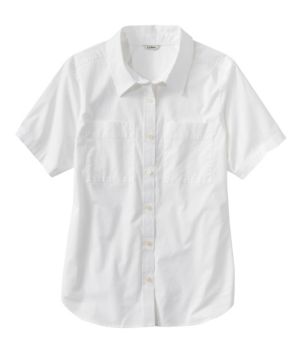 Women's Essential Cotton Poplin Shirt, Short-Sleeve