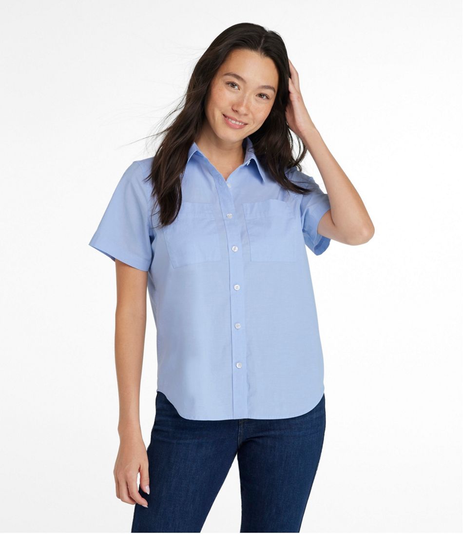 Women\'s Essential Cotton Poplin Shirt, Short-Sleeve | Shirts & Button-Downs  at