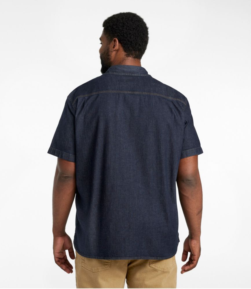 Men's BeanFlex® Denim Shirt, Short-Sleeve, Traditional Untucked Fit, Dark Indigo, small image number 5