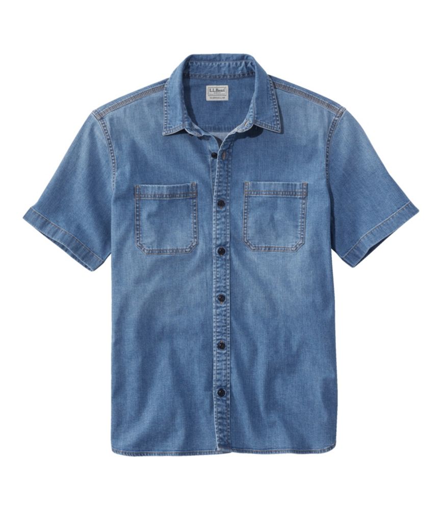 Men's BeanFlex® Denim Shirt, Short-Sleeve, Traditional Untucked Fit