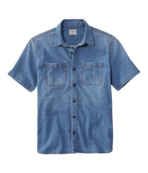 Men's BeanFlex® Denim Shirt, Short-Sleeve, Traditional Untucked Fit