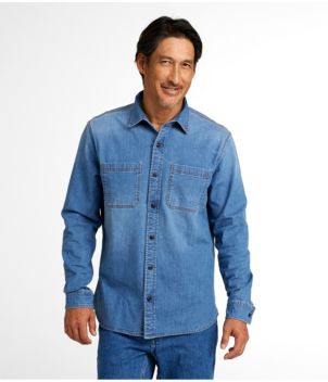 Men's BeanFlex® Denim Shirt, Slightly Fitted Untucked Fit, Long-Sleeve