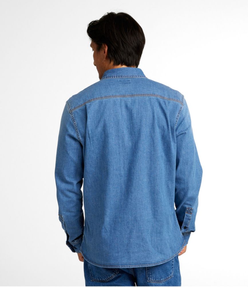 Men's BeanFlex® Denim Shirt, Slightly Fitted Untucked Fit, Long-Sleeve, Dark Indigo, small image number 3