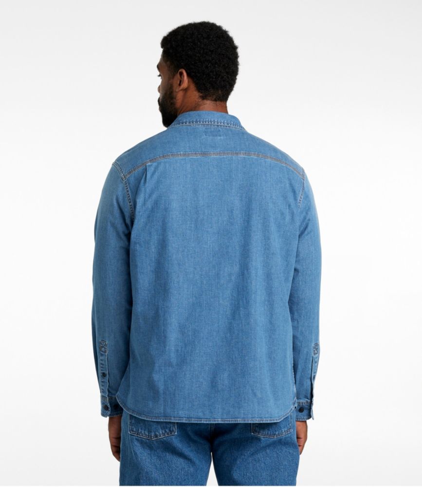 Men's BeanFlex® Denim Shirt, Slightly Fitted Untucked Fit, Long-Sleeve, Dark Indigo, small image number 5