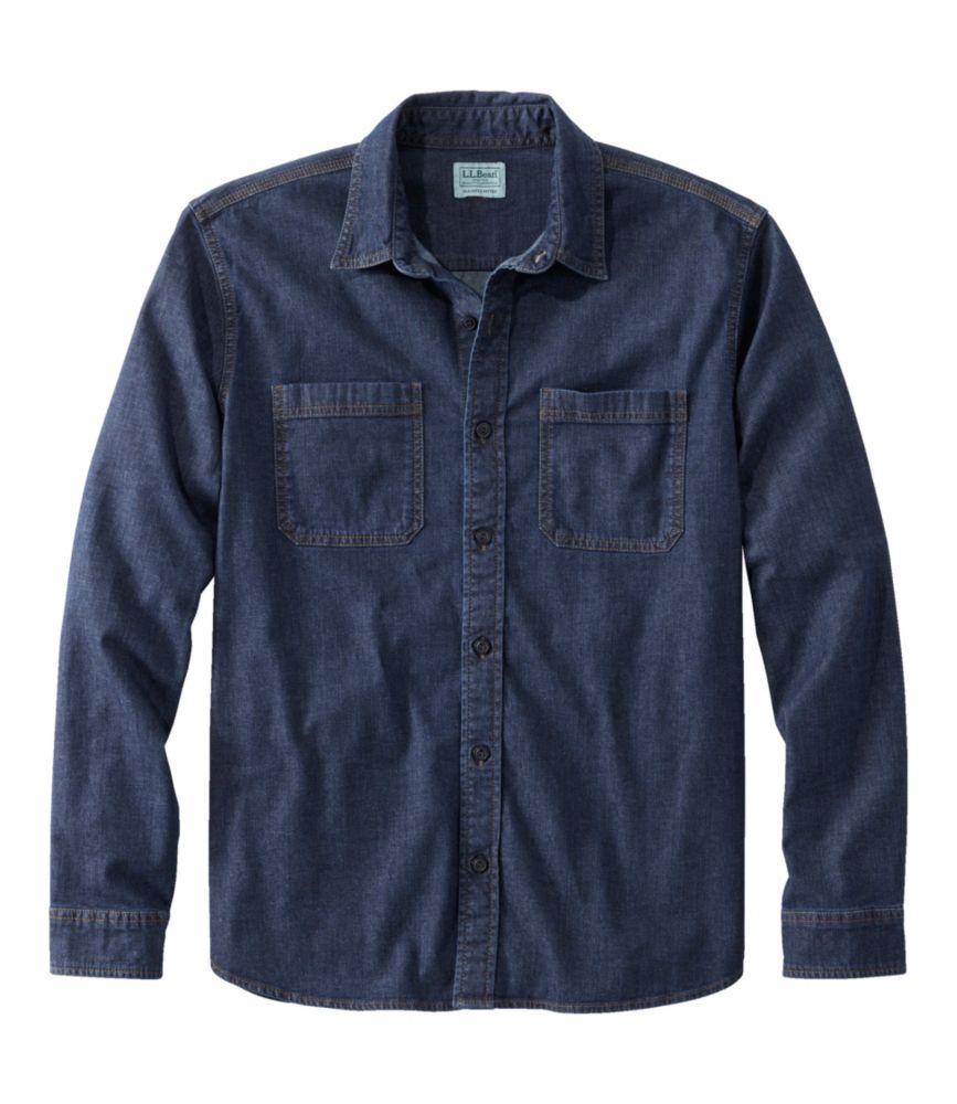 Men's BeanFlex® Denim Shirt, Slightly Fitted Untucked Fit, Long-Sleeve ...