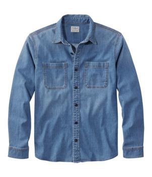 Men's BeanFlex® Denim Shirt, Slightly Fitted Untucked Fit, Long-Sleeve