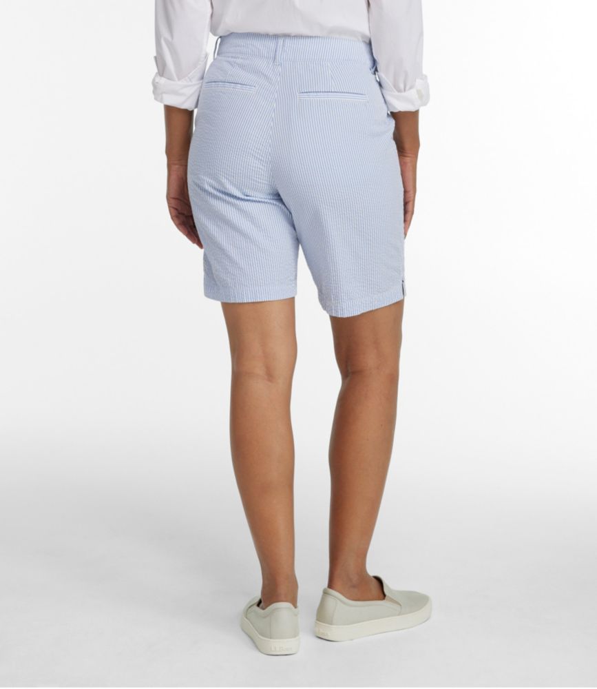 Women's Comfort Stretch Shorts, Seersucker Bermudas 9"