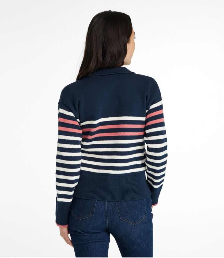 Women's Signature Original Cotton Sweater, Polo, Navy/Sailcloth/Mineral Red, small image number 3