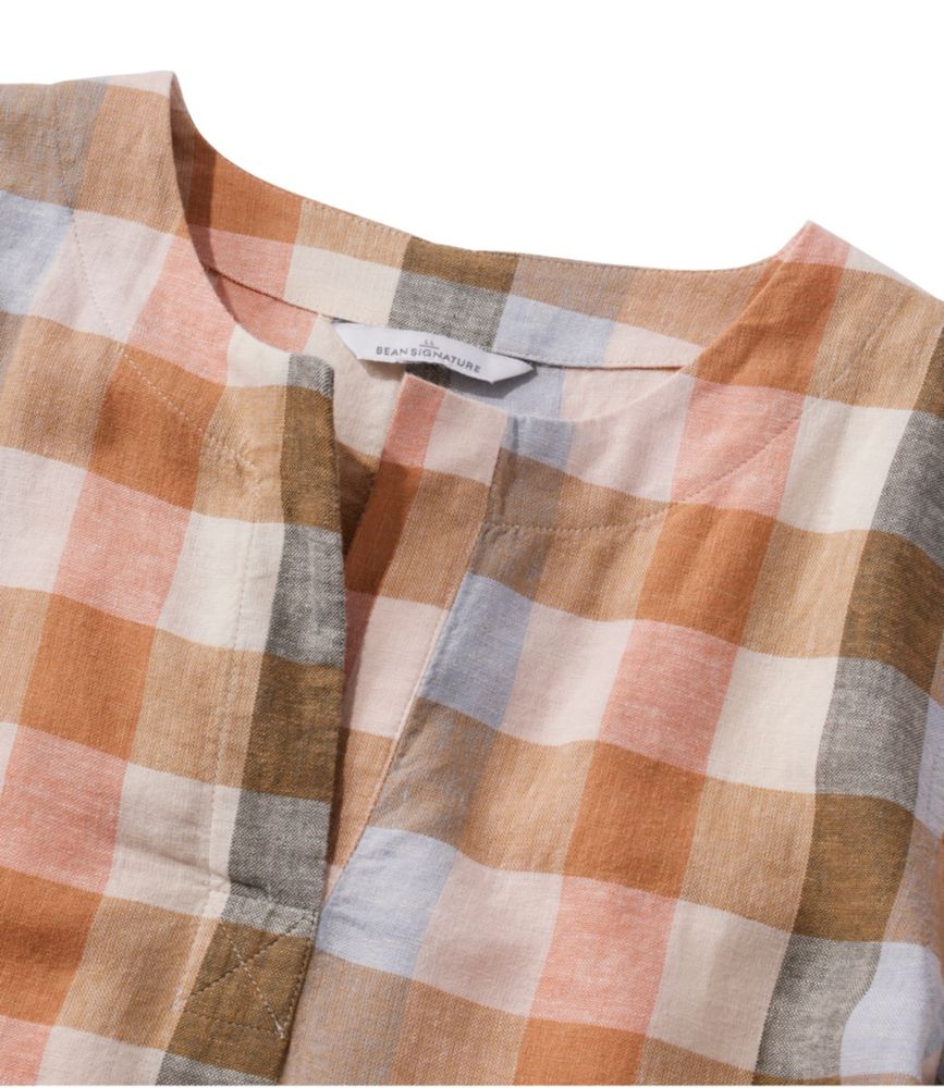 Women's Signature Linen-Blend Splitneck Shirt, Short-Sleeve, Barley Stripe, small image number 4