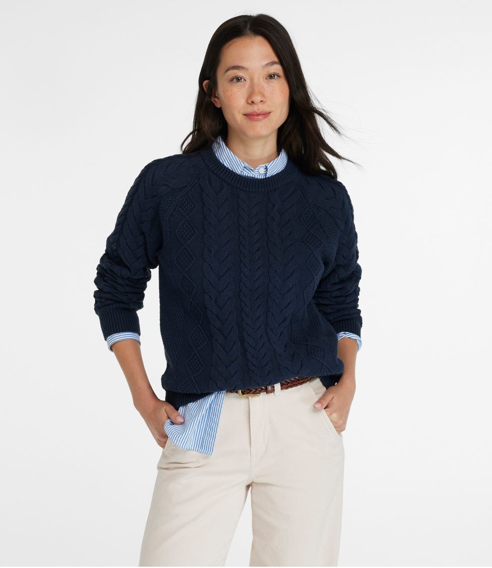 Blue Pure Wool Ribbed Fisherman Sweater
