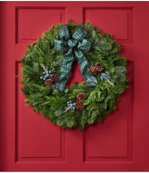 Green Tartan Fir Wreath, 24", New