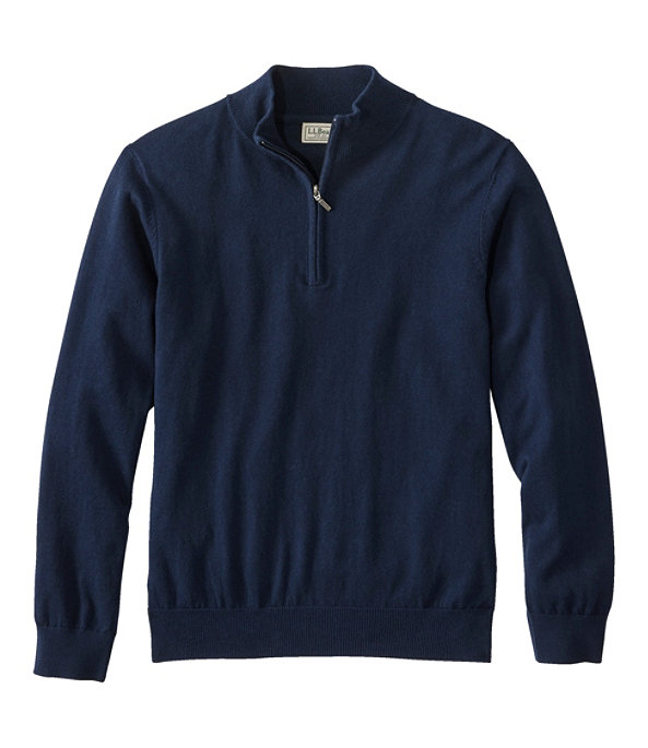 Men's Cotton Cashmere Sweater, Quarter-Zip, , large image number 0