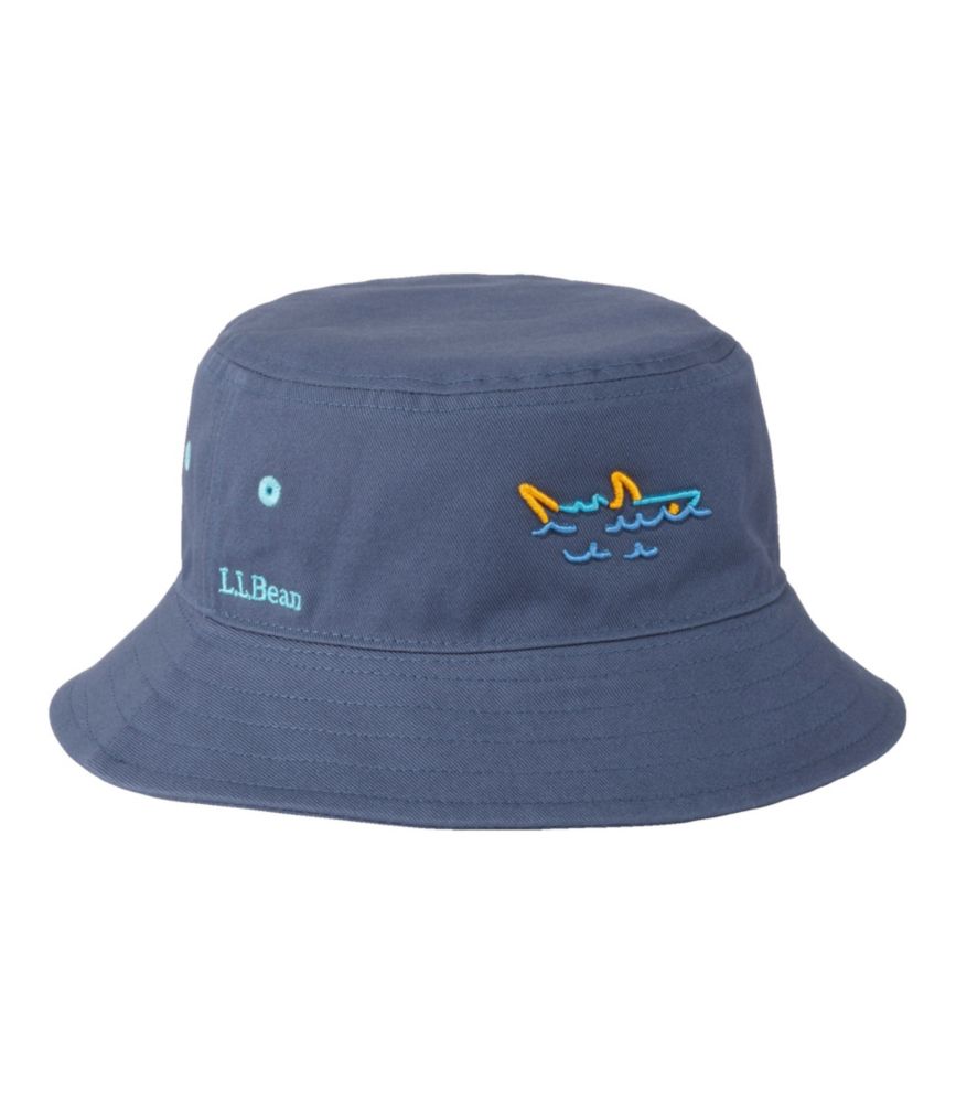 Kids' Bean's Reversible Cotton Bucket Hat, Bright Mariner Shark, small image number 1