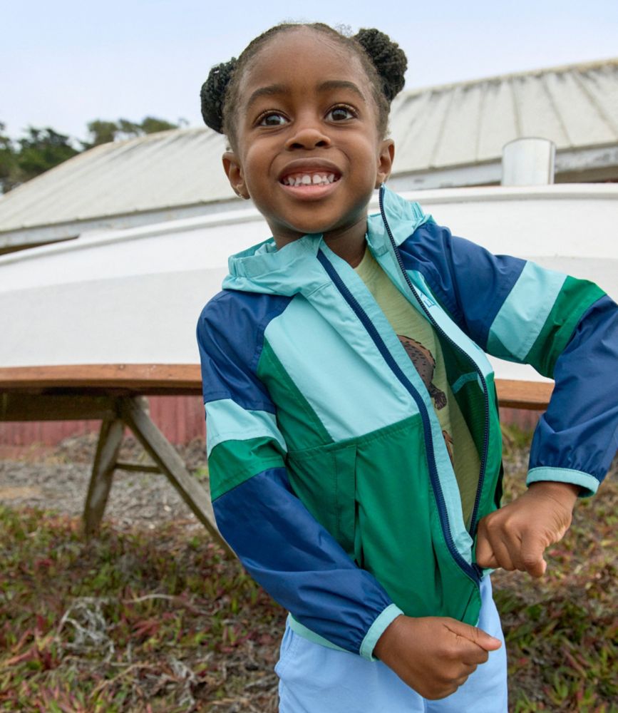 Toddlers' Wind and Rain Jacket, Bright Orange/Bold Aqua, small image number 9