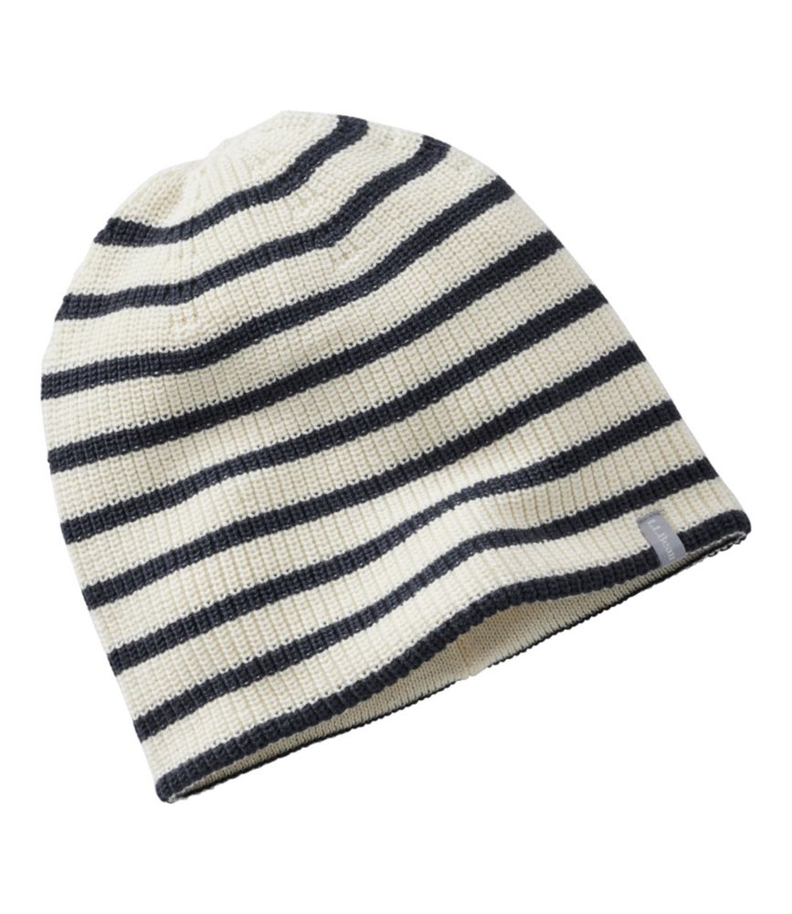 Adults' 3-Season Cotton Beanie, Cream/Navy, small image number 1