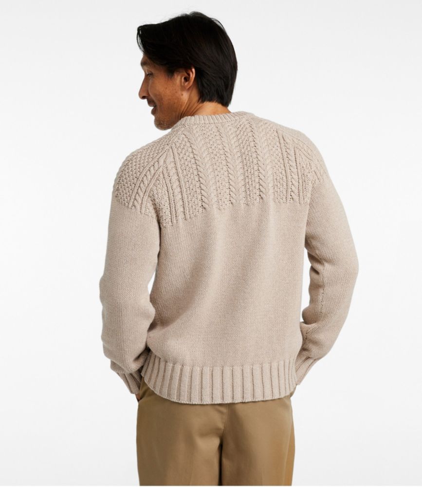 Men's Signature Cotton Fisherman Sweater, Yoke Crewneck, Bright Bronze Marl, small image number 3