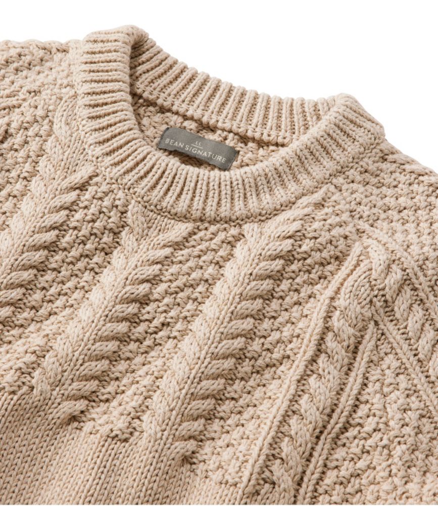 Men's Signature Cotton Fisherman Sweater, Yoke Crewneck, , small image number 4