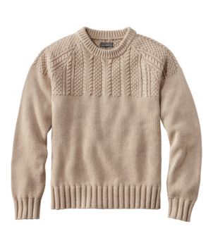 Men's Signature Cotton Fisherman Sweater, Yoke Crewneck