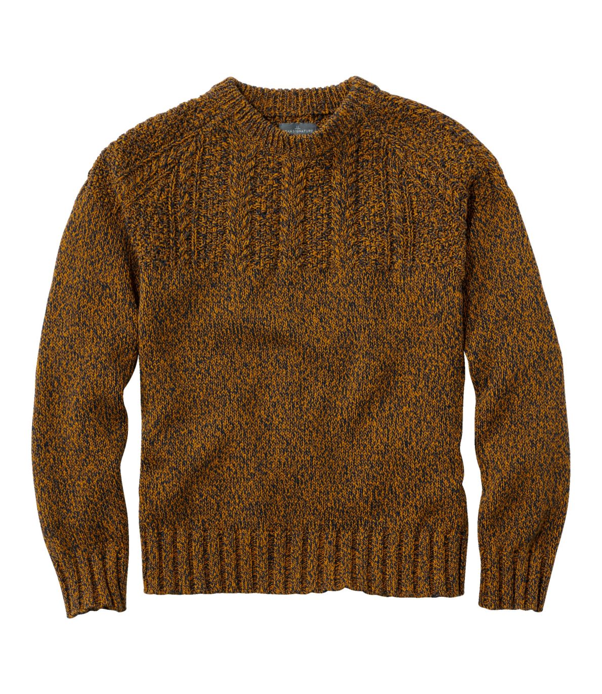Men's Signature Cotton Fisherman Sweater, Yoke Crewneck