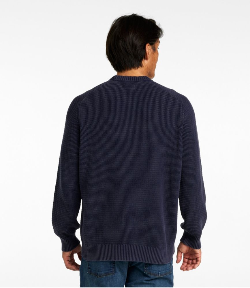 Men's Textured Washed Cotton Sweaters, Crewneck, Sea Grass, small image number 3